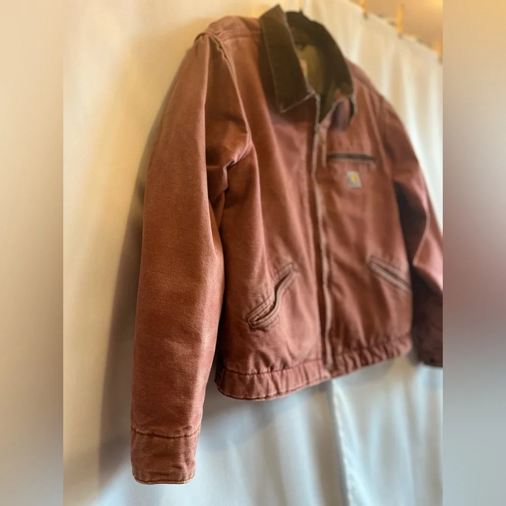 Vintage Carhartt Detroit Jacket Women’s Large/Reg Rose Rare Color WJ097 VRS - Picture 4 of 16